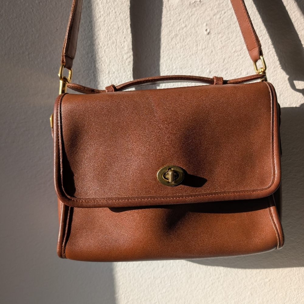 Vintage Coach Court Bag, Brown Leather